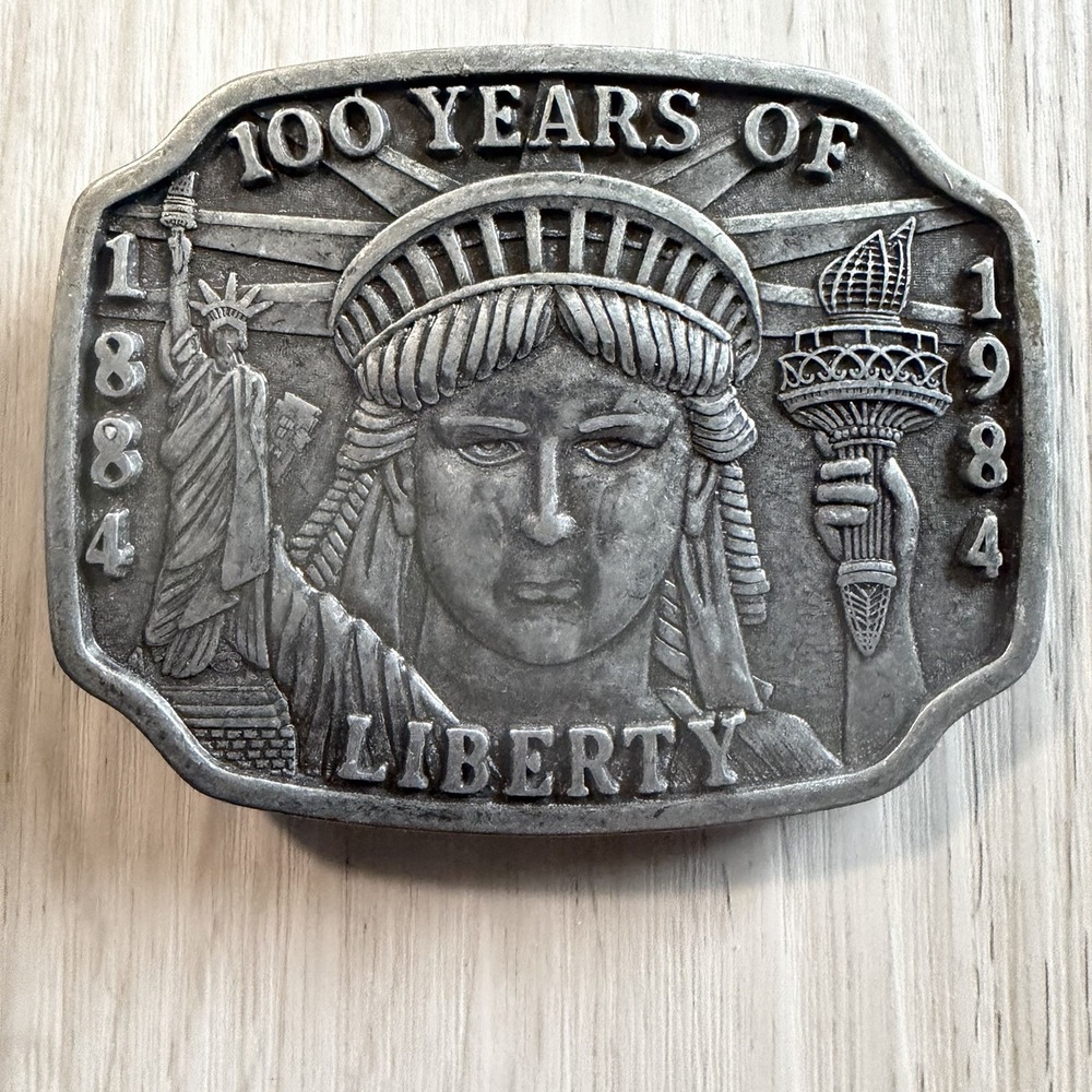 Statue Liberty Belt Buckle 1984 100th Anniversary Numbered Ltd Ed Pewter Tone